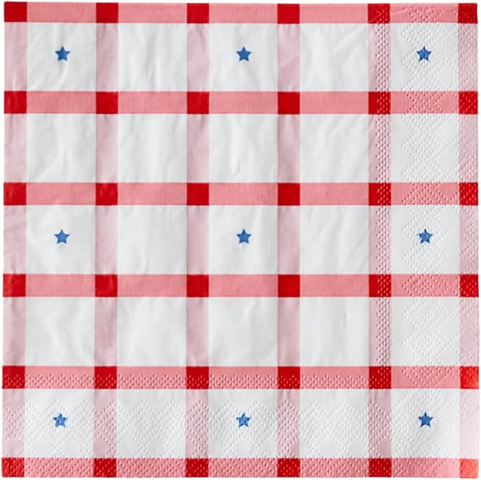 Bonjour F\u00eate Red Gingham 4th of July Large Paper Party Napkins | 3-Ply Napkins for Independe... | Amazon (US)