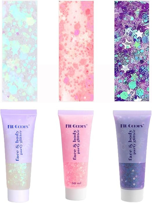 Face Body Glitter, Hair Glitter Sparkles Chunky Face Glitter Gel for Girls Makeup Singer Concerts... | Amazon (US)