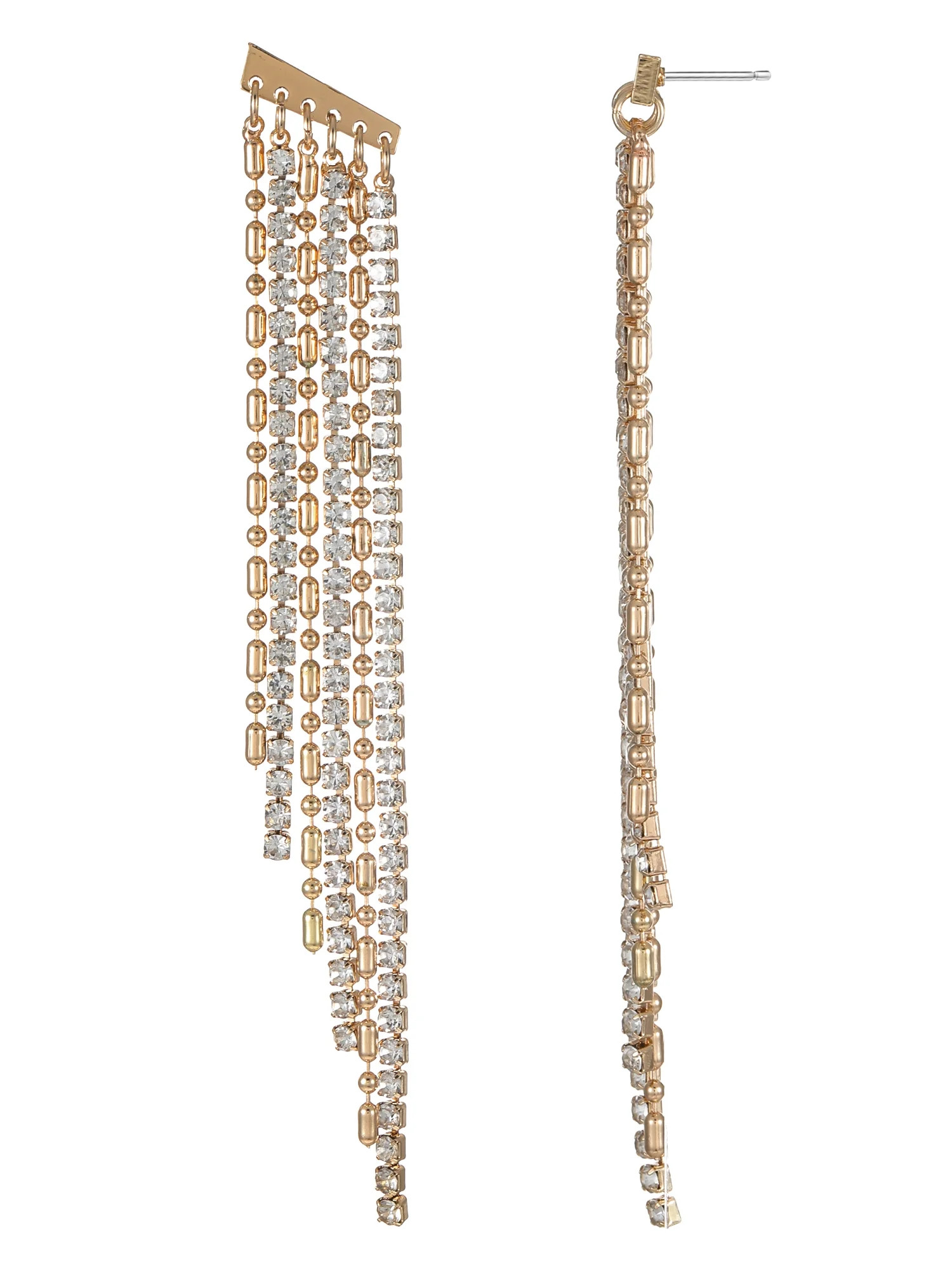 Time and Tru Goldtone and Crystal Chain Drop Earring, 1 Pair | Walmart (US)