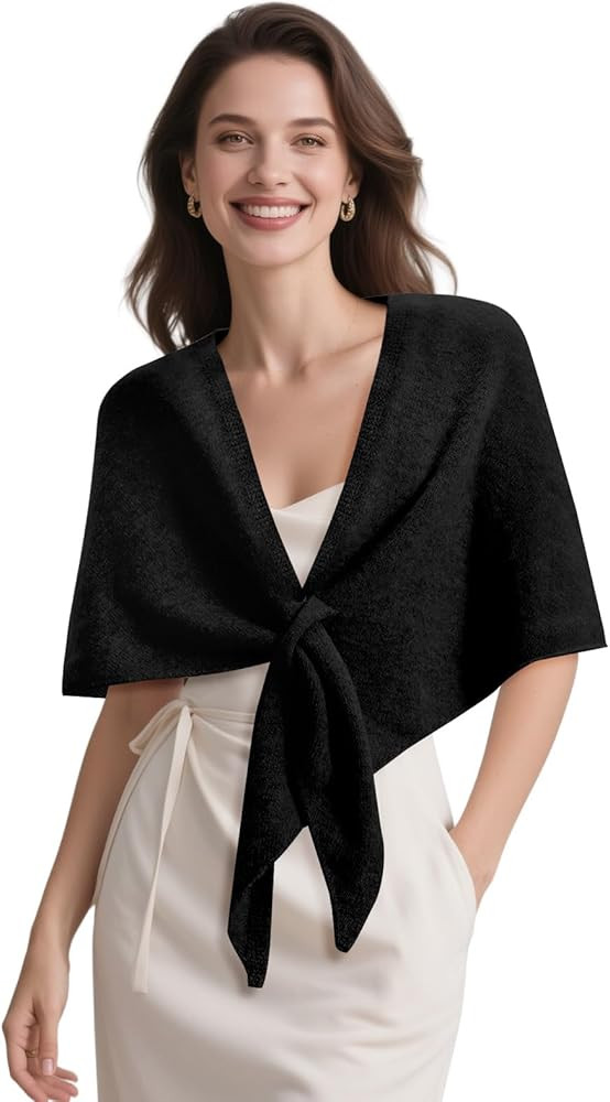 Pashmina Wraps for Women Poncho Shawls for Evening Dresses Top Casual Knitted Triangle Cashmere S... | Amazon (US)