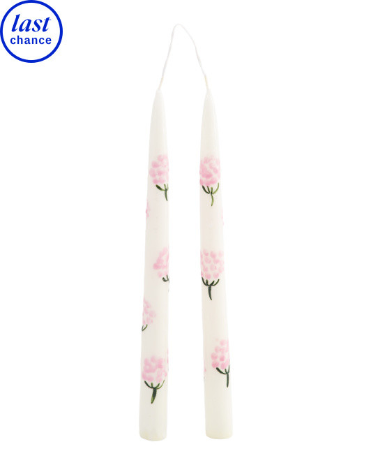 Set Of 2 13in Hydrangea Painted Taper Candles | Stocking Stuffers | Marshalls | Marshalls