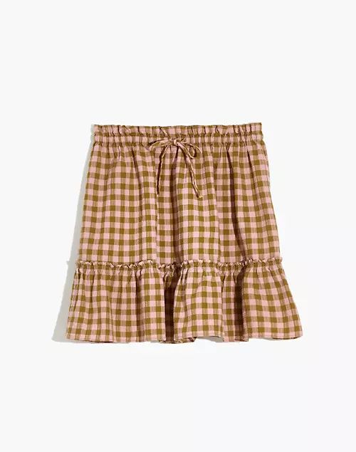 Pull-On Ruffle Tiered Mini Skirt in Gingham Seersucker | Madewell