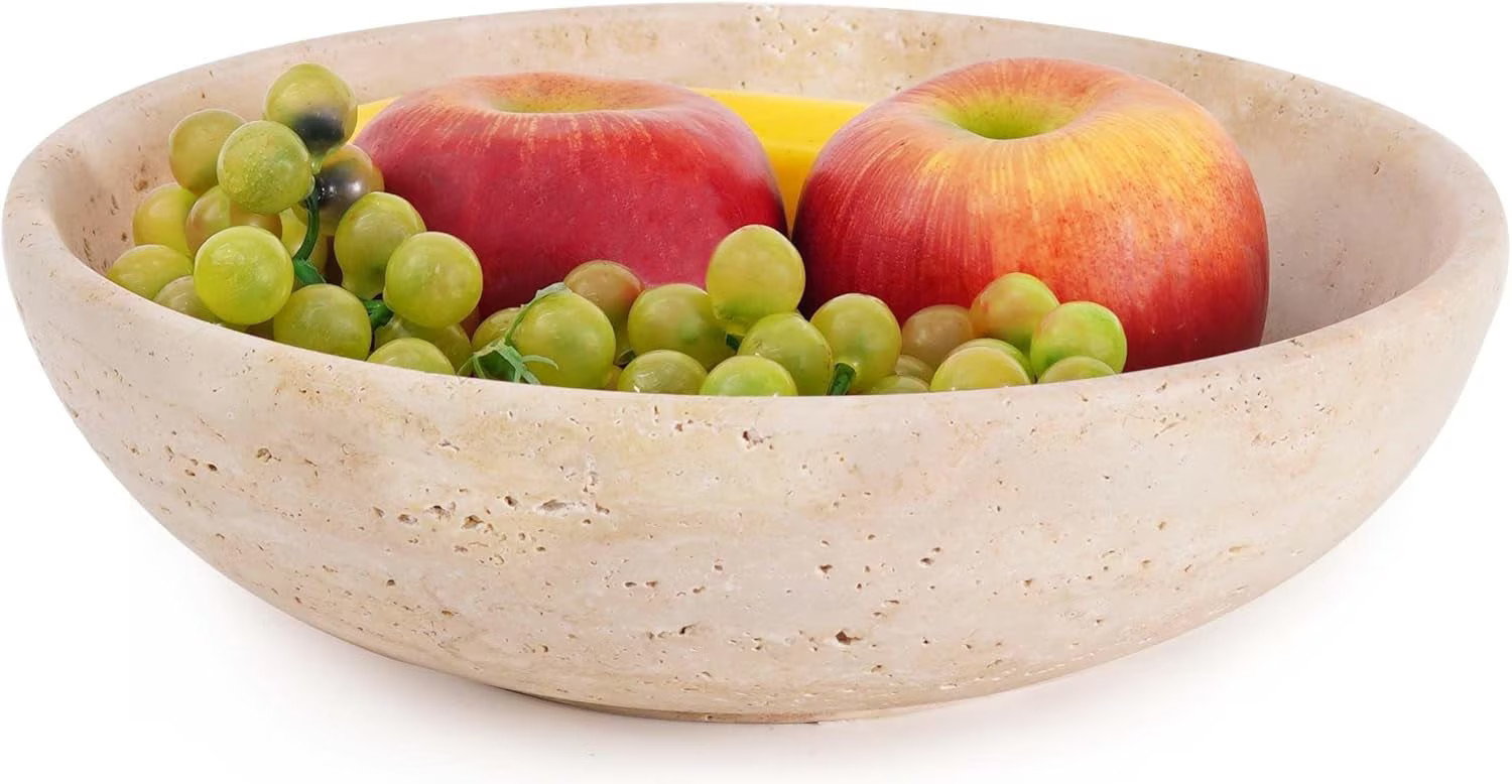 Radicaln Travertine Marble Fruit Bowl For Kitchen Counter 10 inches Beige Handmade Candy Bowl For Entryway Table, Key Bowl, Serving Bowl and Fruit Holder For Dining Table Centerpiece - Walmart.com | Walmart (US)