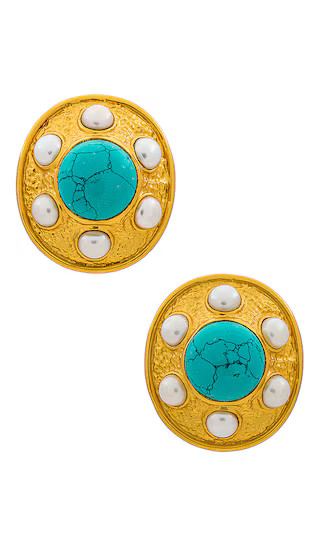 Vivienne Earrings in Turquoise & Pearl | Revolve Clothing (Global)
