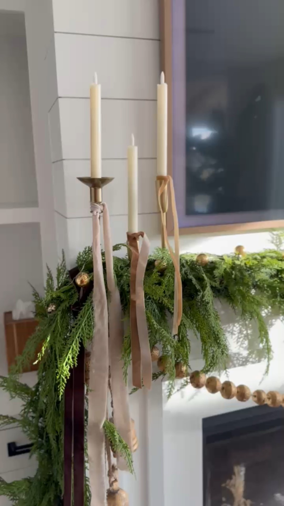 Last years Christmas mantle with 1 6ft & 1 9 ft faux cedar garland from Anthro layered for fullness!

#LTKSaleAlert #LTKHoliday #LTKSeasonal