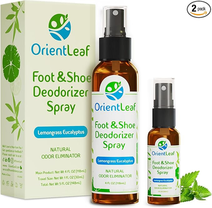 ORIENTLEAF Shoe Deodorizer Spray, Shoe Odor Eliminator for Smelly Shoes, Men, Women, Teenagers, 4... | Amazon (US)