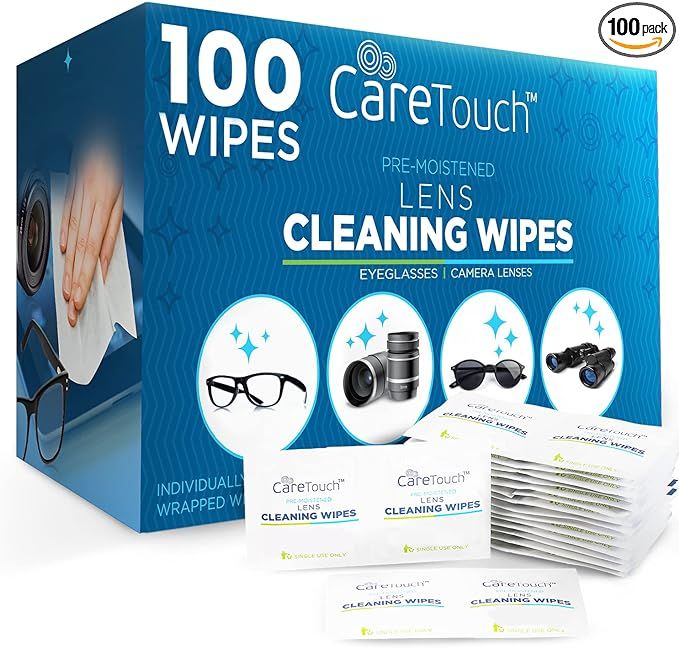 Care Touch Lens Wipes for Eyeglasses | Individually Wrapped Eye Glasses Wipes | 100 Pre-Moistened... | Amazon (US)