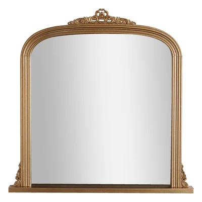 Antique Brass Ornate Filigree Baroque Vintage Arch Mantel Decorative Wall Mirror | Wayfair North America