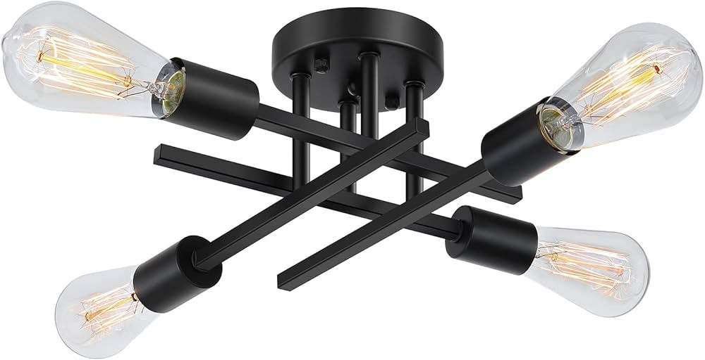 SunRider Industrial 4-Light Semi Flush Mount Ceiling Light Fixture, Modern Farmhouse Lighting Mat... | Amazon (US)