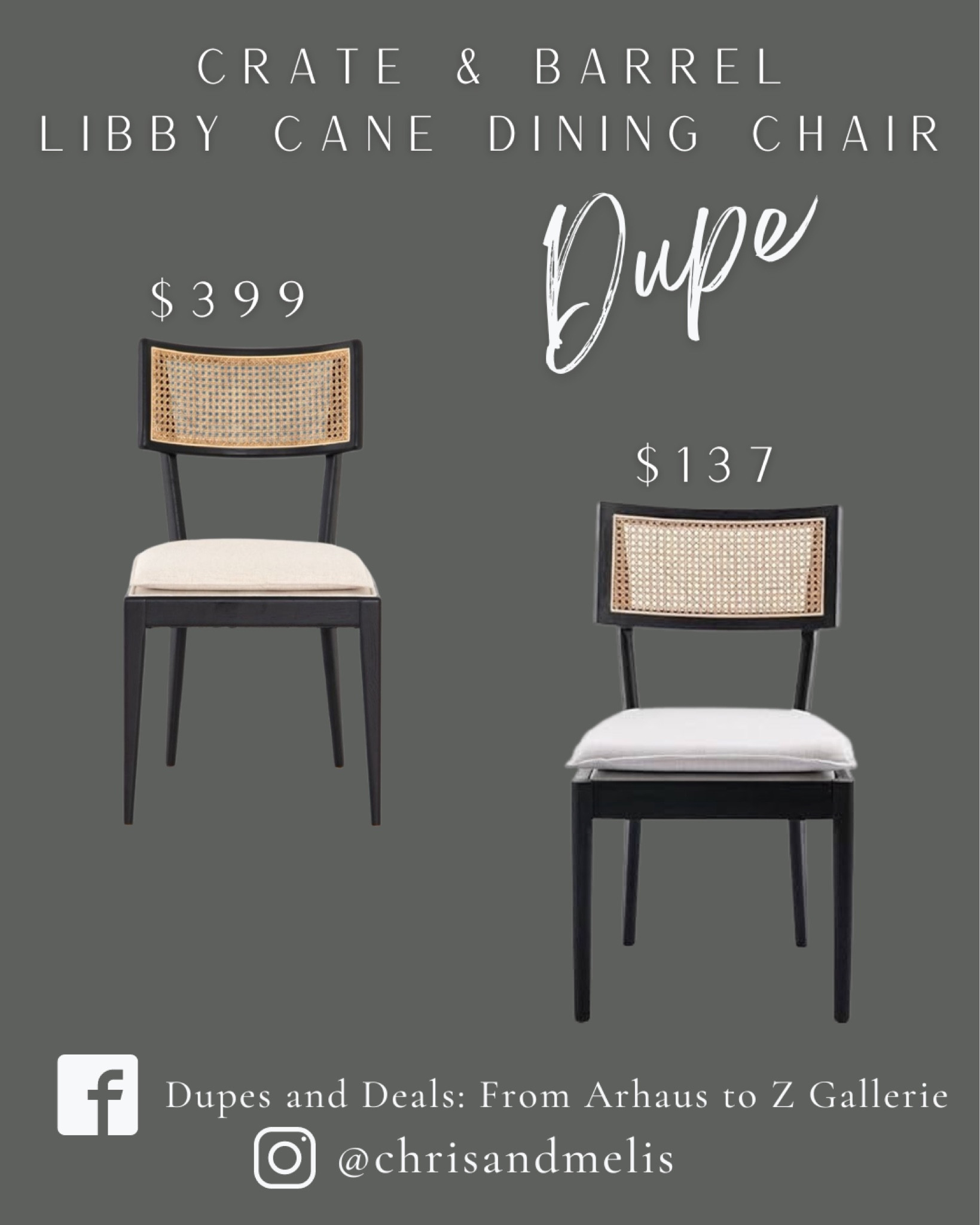 Restock alert! The Crate & Barrel Libby Black and Natural Cane Dining Chair dupe is back in stock in both the set of 4 and 6! As a bonus, there’s a coupon to apply so the price is even lower than usual!

Dining chair, dining room furniture. 


#LTKsalealert #LTKhome