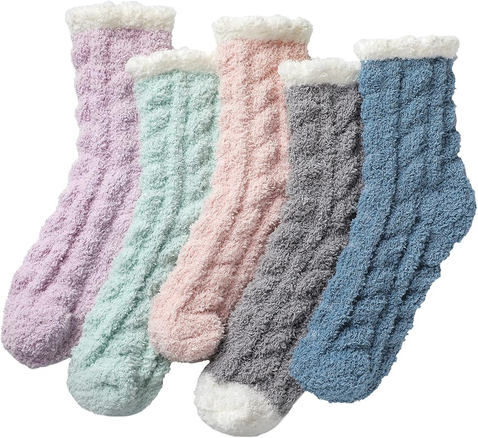 Passionbility Fuzzy Socks for Women - Fluffy Socks Womens, Women Slipper socks of Coral Fleece | Amazon (US)