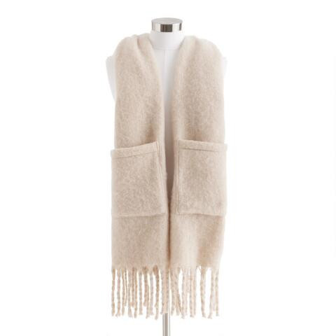 Oatmeal Blanket Scarf With Pockets | World Market