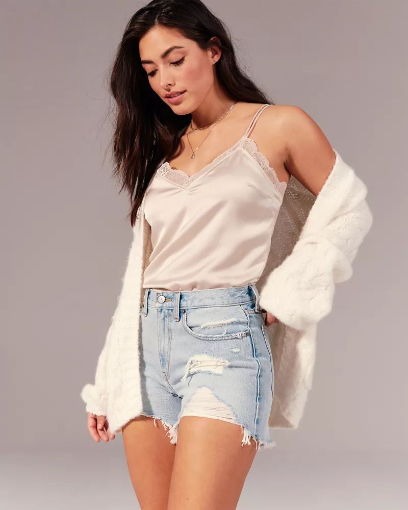 Curve Love Mid Rise Boyfriend Shorts | Abercrombie & Fitch (US)