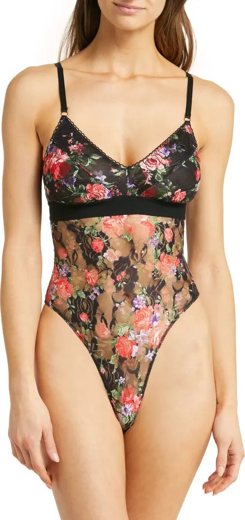 Floral Lace Thong Teddy | Nordstrom