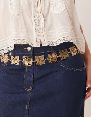 My Accessories Curve vintage chain link belt in gold | ASOS | ASOS (Global)