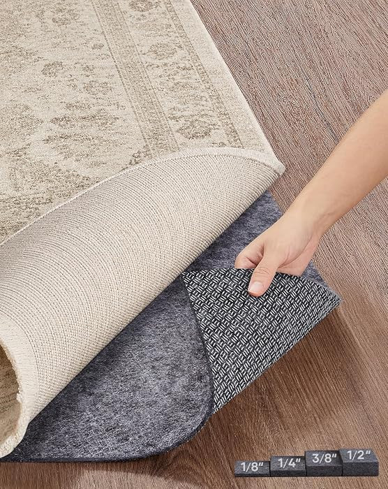 Veken Non Slip Cushioned Rug Pad Gripper, Felt and Silicone Backing, Carpet Liner Protector Mat for Area Rugs and Hardwood Floors, Keep Rugs Safe and in Place, 2 x 3 Ft 1/8 inch Thick | Amazon (US)