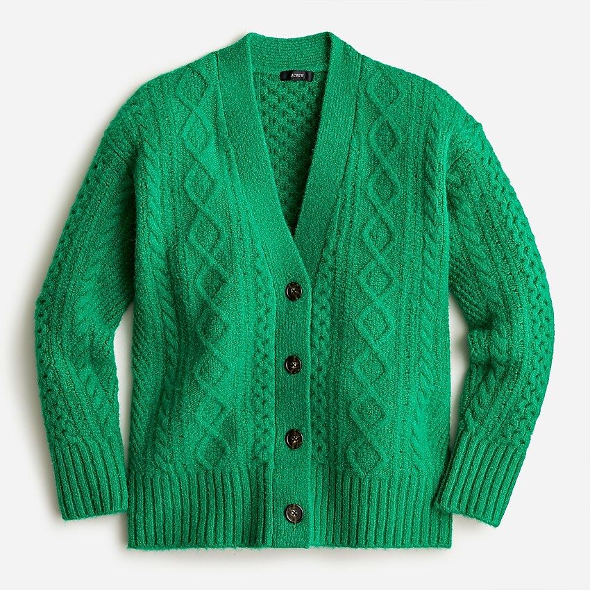 Cable-knit stretch wool cardigan sweater | J.Crew US