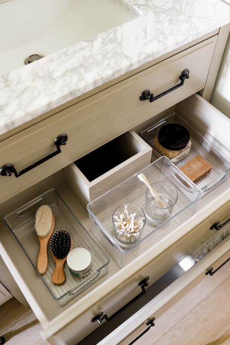 Guest bathroom drawer organization. I love using these clear acrylic storage bins to declutter and simplify. 

#container #stackable #primarybathroom #organize #amazon 

#LTKFind #LTKsalealert #LTKhome