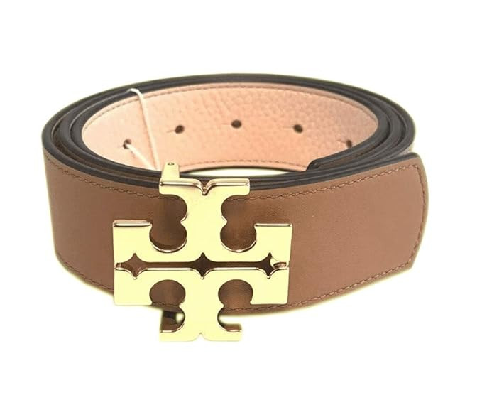 Tory Burch Womens 1 1/2" Sweet Melon Pink Genuine Pebbled Leather/Smooth Leather Reversible T Log... | Amazon (US)