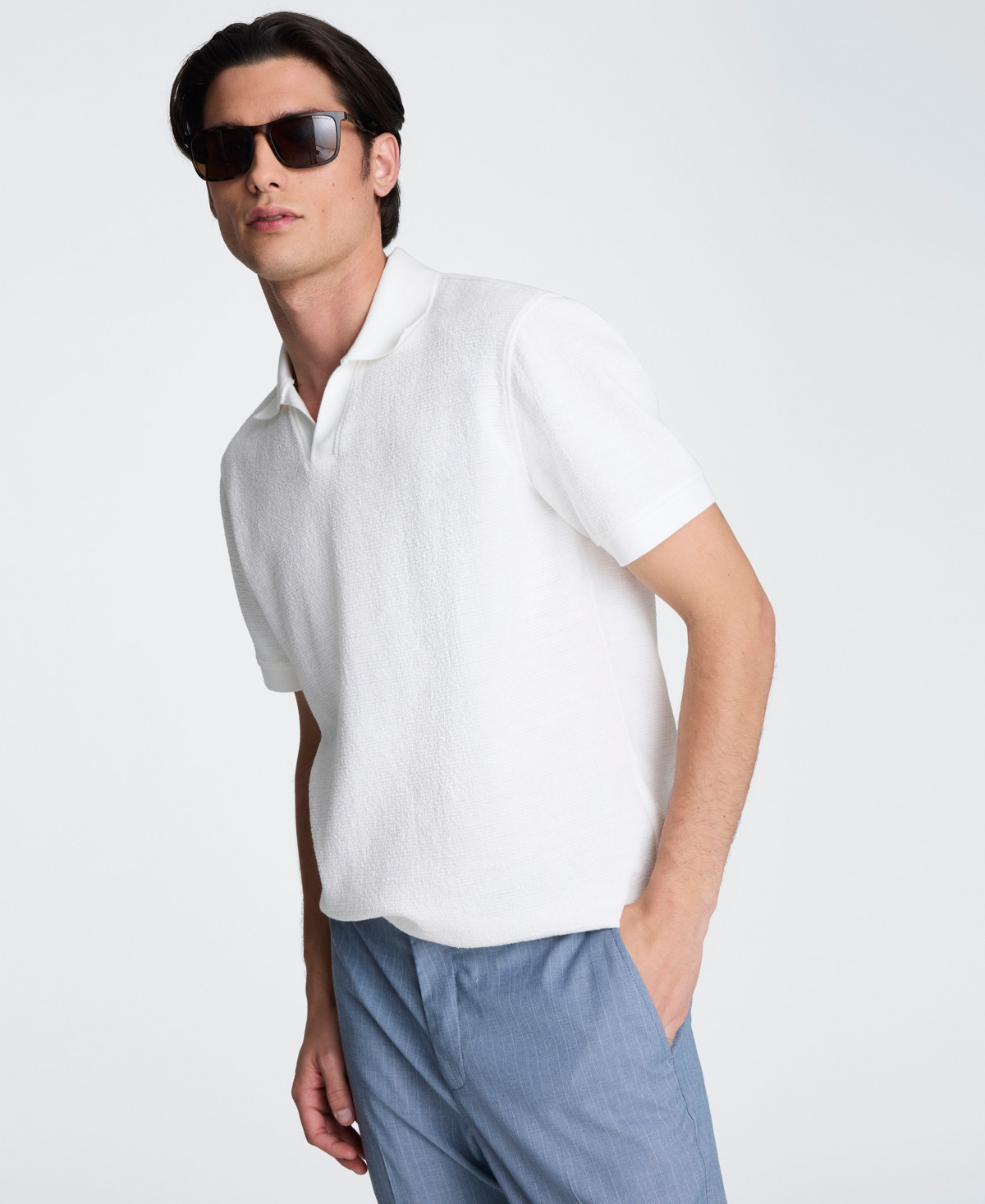 Kenneth Cole Men's Short-Sleeve Point Collar T-Shirt - White | Macy's