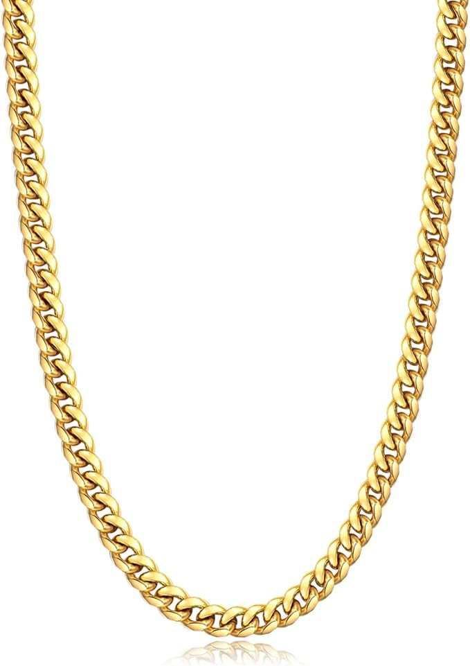 Jewlpire Silver Chain | Black Chain | Gold Chain for Men Boys Women, Diamond Cut Miami Mens Cuban... | Amazon (US)