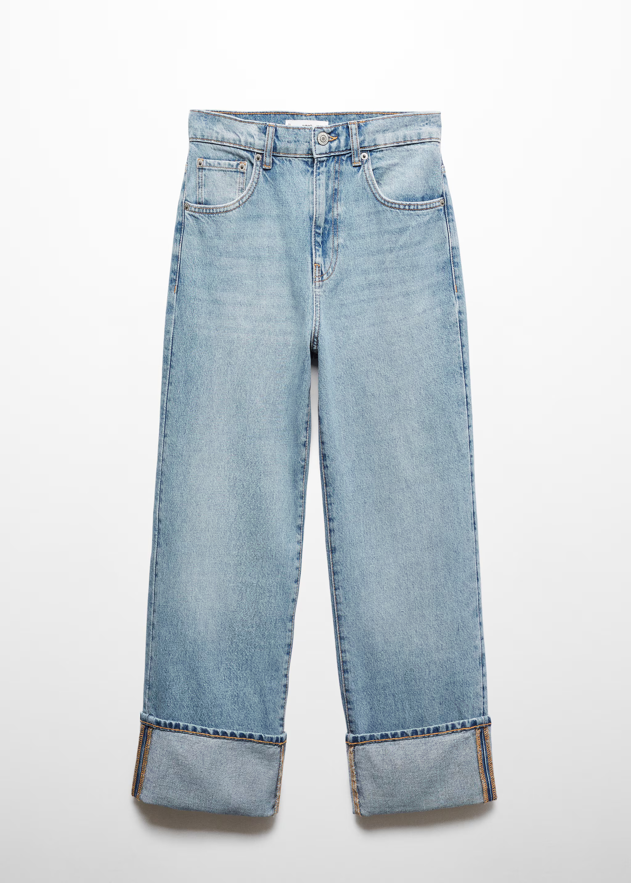 Turned-up straight jeans - Woman | MANGO United Kingdom | MANGO (UK)