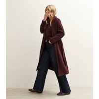 Women's Burgundy Unlined Longline Belted Coat New Look | New Look (UK)