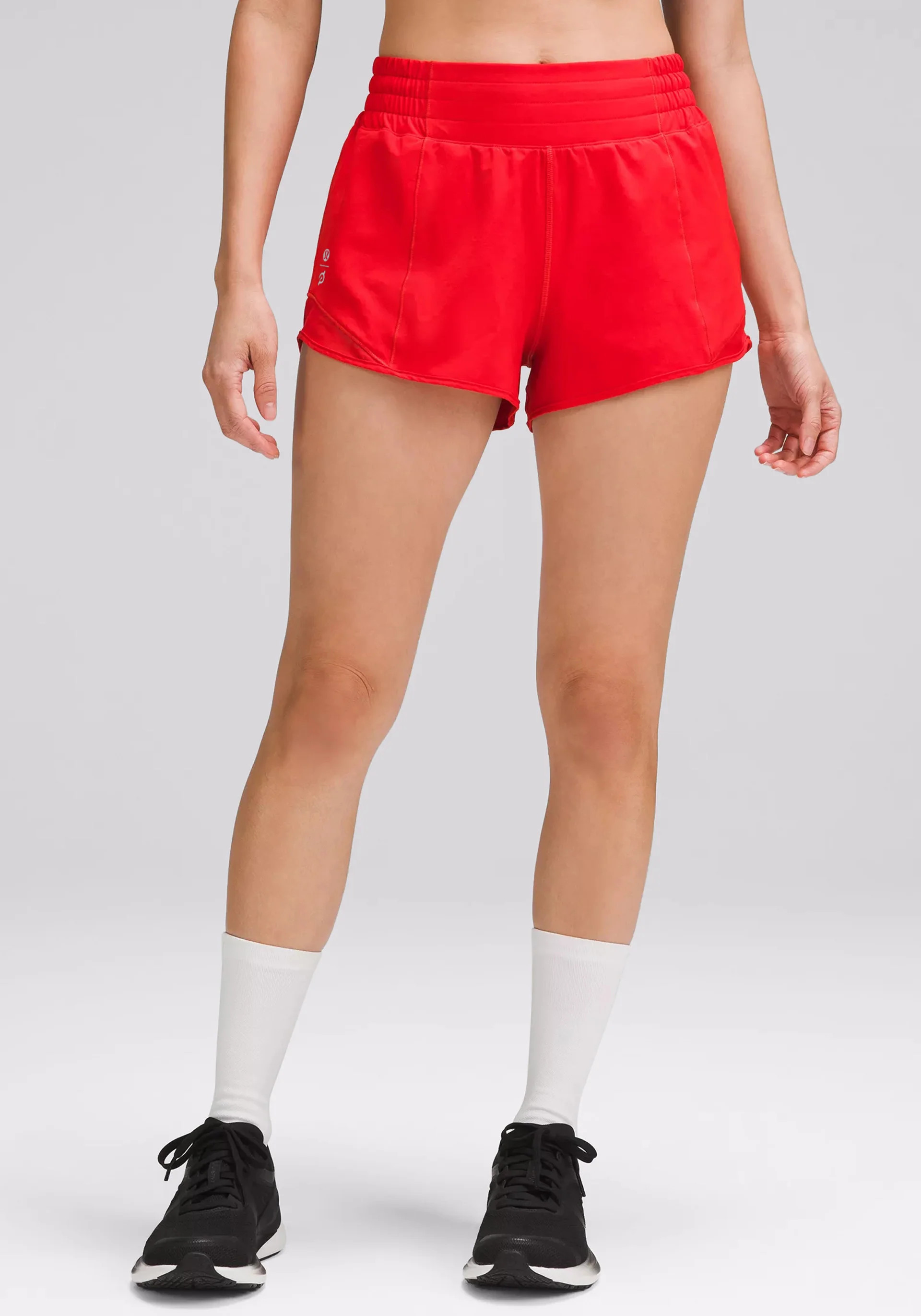 Peloton X Lululemon Women's Hotty Hot High-Rise Lined Shorts 2.5 in Red - Cycling Performance Apparel | Peloton Apparel