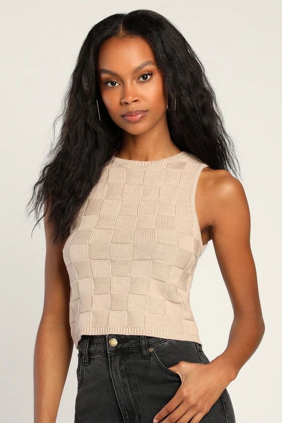 Check Please Taupe Basket Weave Knit Tank Top | Lulus (US)