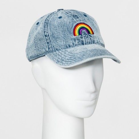 Women's Acid Wash Denim Rainbow Baseball Hat - Wild Fable™ Denim Blue | Target