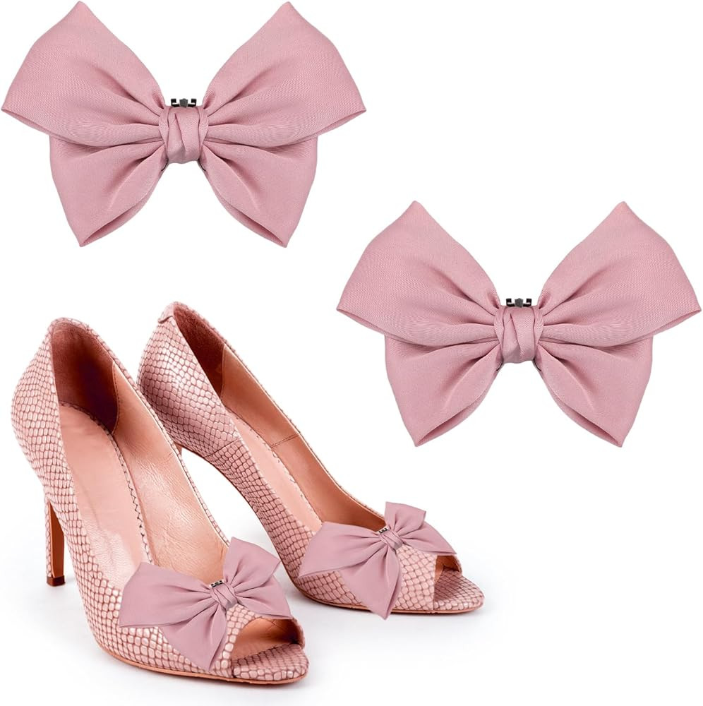 2pcs Bow Shoe Clips, Bowknot Croc Charms Satin Detachable Shoe Buckles Elegant Decorative Shoe Cl... | Amazon (US)