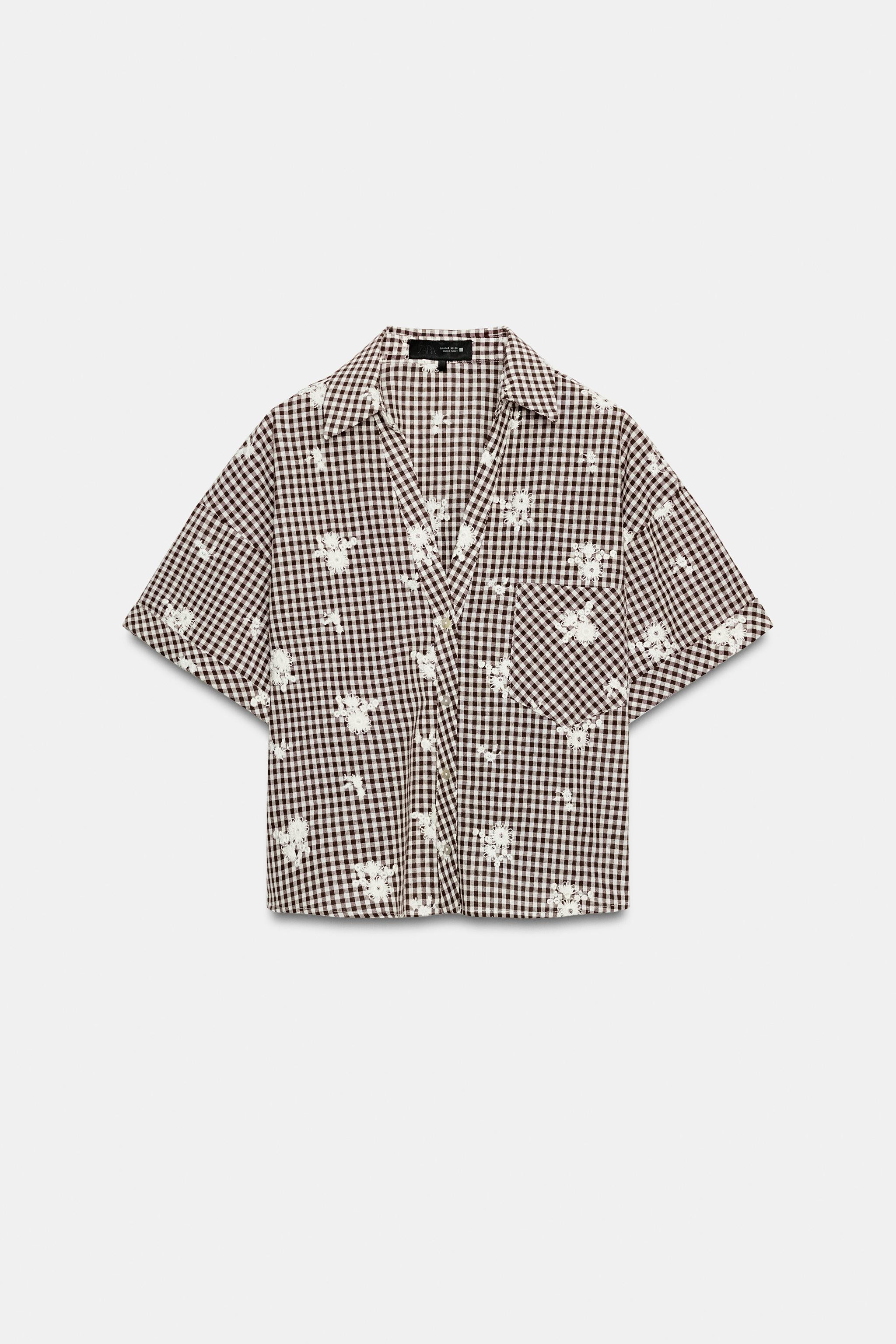 EMBROIDERED PLAID SHIRT SET | Zara US