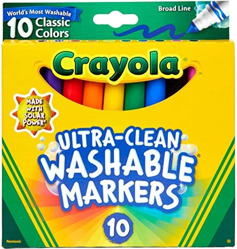 Crayola Ultra Clean Washable Markers, Broad Line, Classic Colors, 10 Count | Amazon (US)