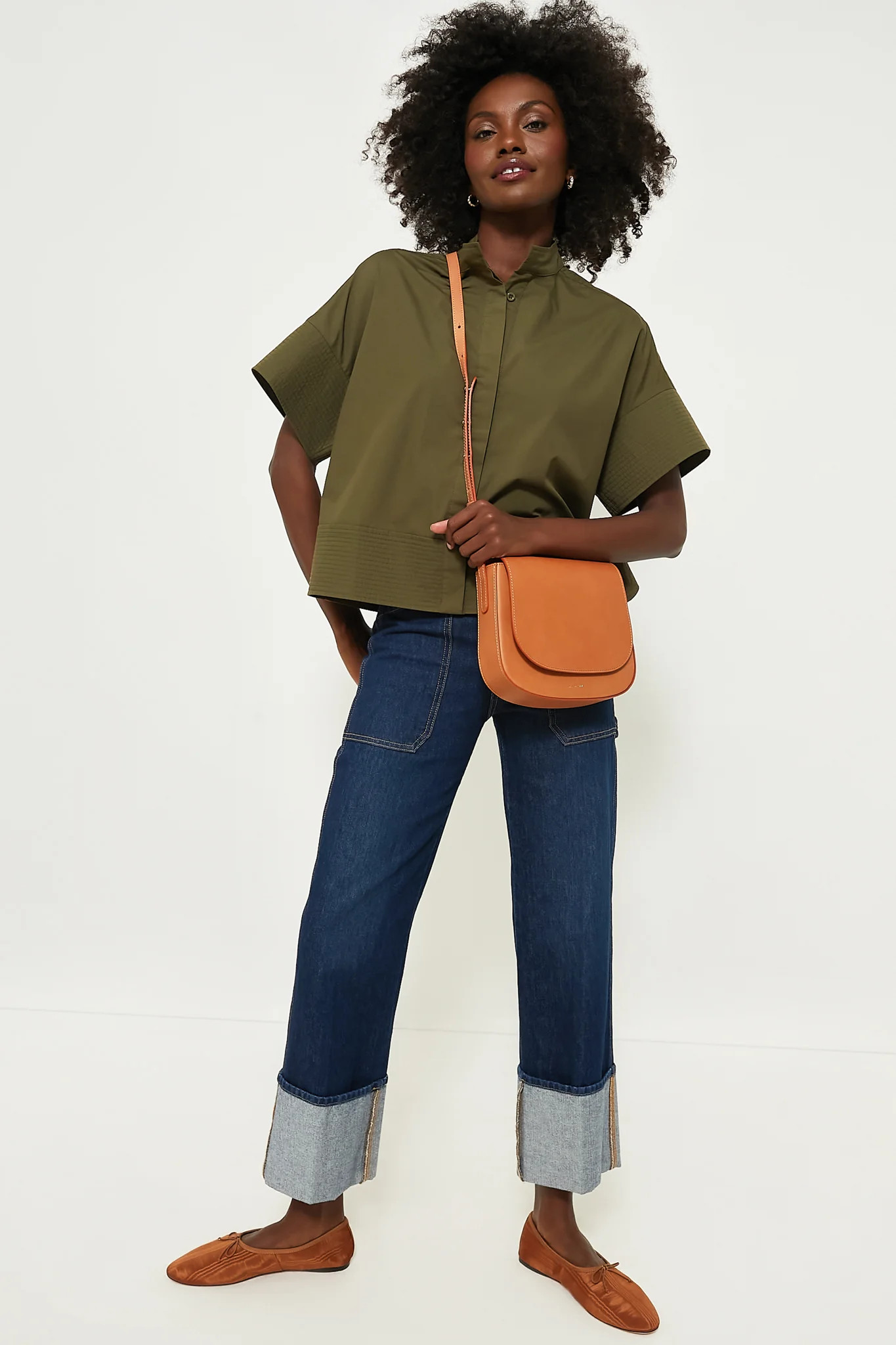 Olive Green Trapunto Stitch Sofia Shirt | Tuckernuck (US)