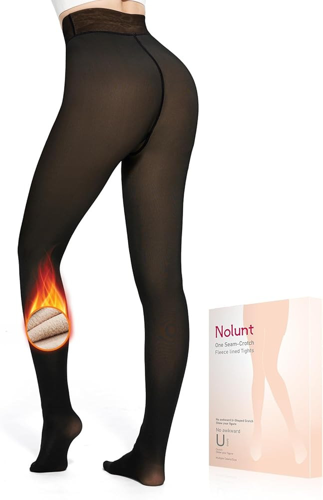 Women Fleece Lined Tights,Fake Translucent Warm Pantyhose Leggings Fleece Lined Thermal Tights fo... | Amazon (US)