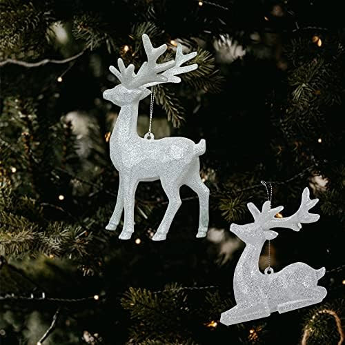 White Decorative raindeer Ornament Sets Of 4 | Amazon (US)