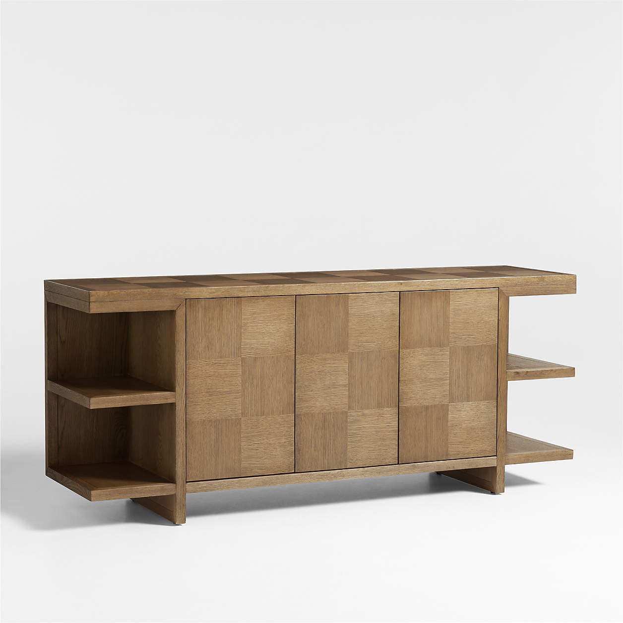 Pierre 76" Light Brown Oak Wood Credenza + Reviews | Crate & Barrel | Crate & Barrel