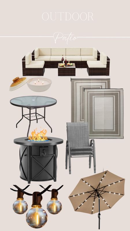 Outdoor Patio Furniture . Outdoor fire table. Patio sectional 