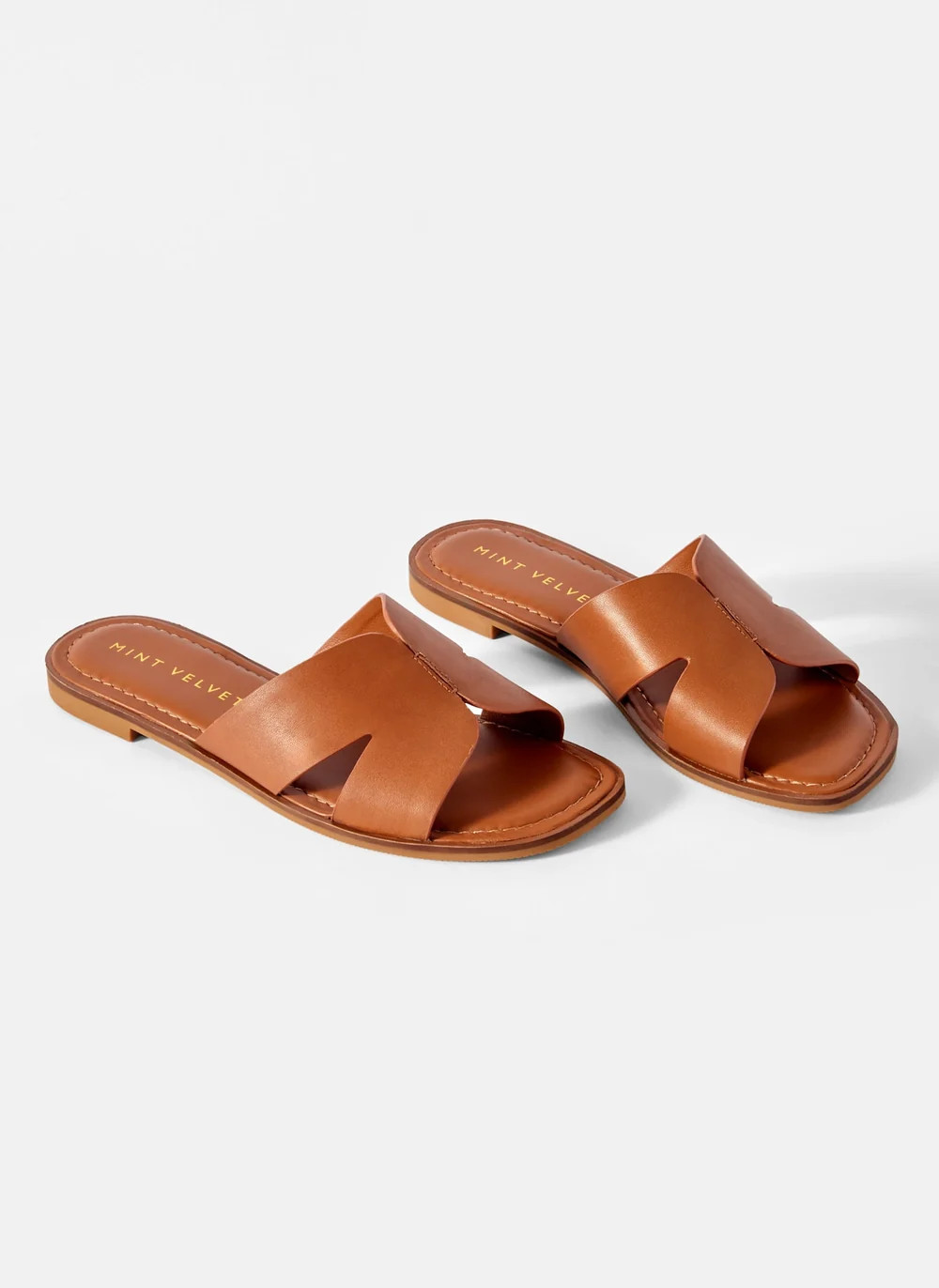 Darcie Tan Leather Flat Sandals | Mint Velvet - US