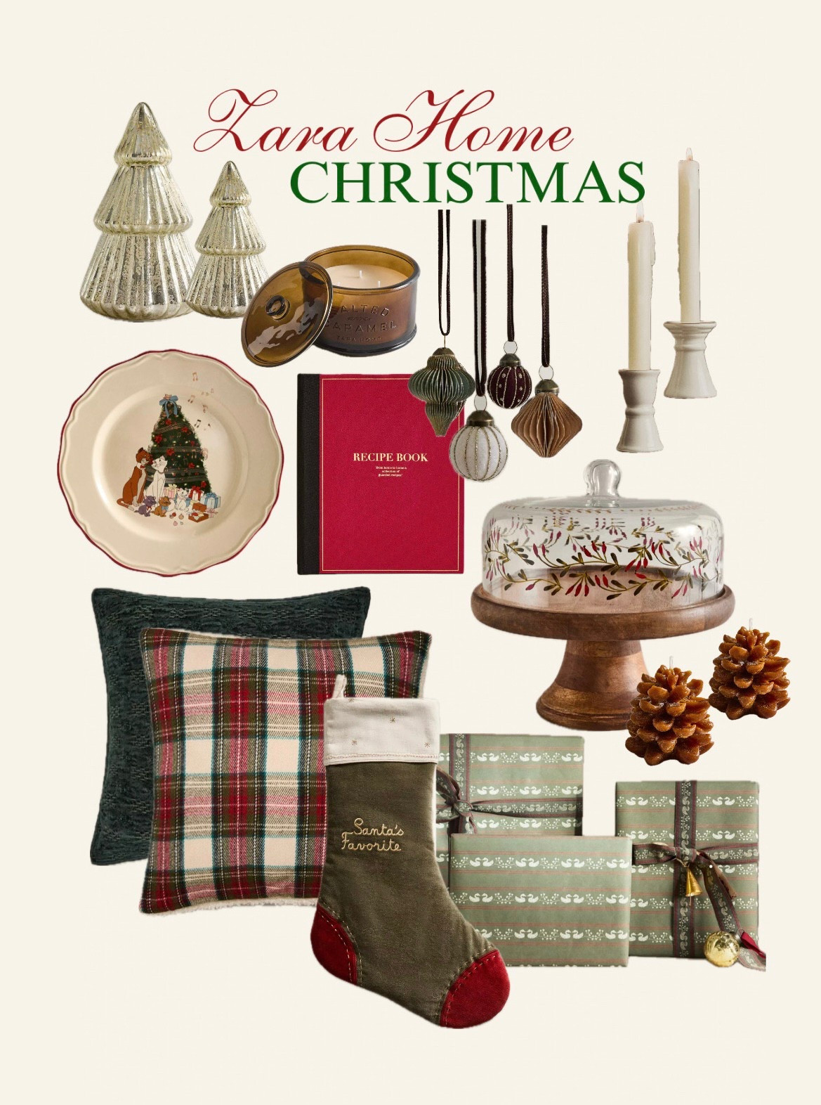 Zara home finds, zara christmas decor, ralph lauren Christmas, plaid pillow, stockings, cute wrapping paper, acorn candles, tall candlesticks, vintage Christmas plates, Christmas ornaments, salted caramel candles, recipe book

#LTKGiftGuide #LTKHoliday #LTKCyberWeek
