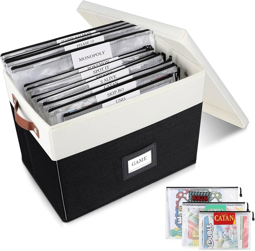 Board Game Storage, Board Game Organizer with 12pcs Zipper Bags and Writable Stickers, Board Game... | Amazon (US)