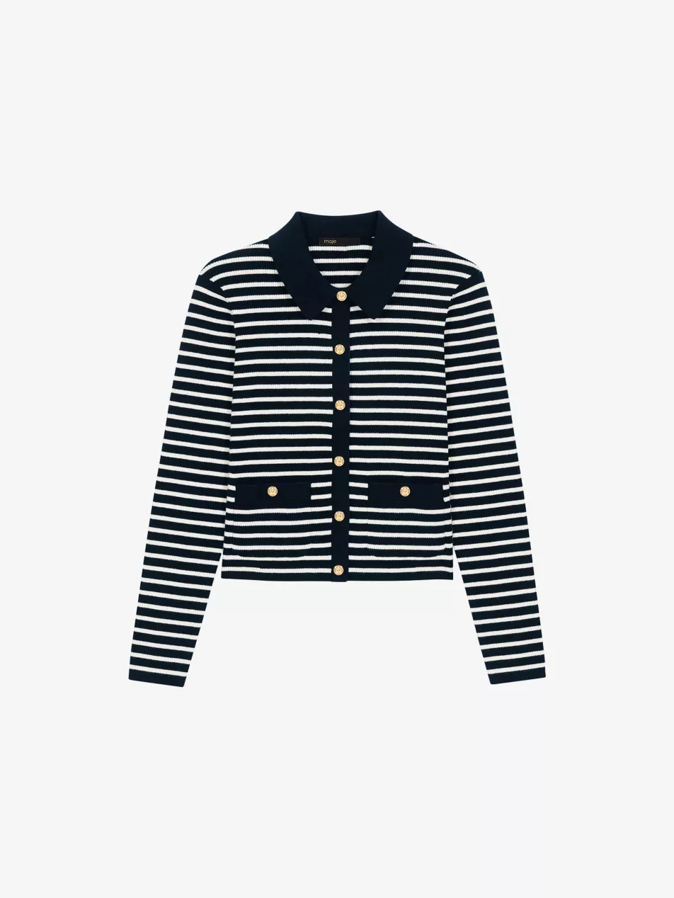 Striped Polo-Collar Knitted Cardigan | Selfridges