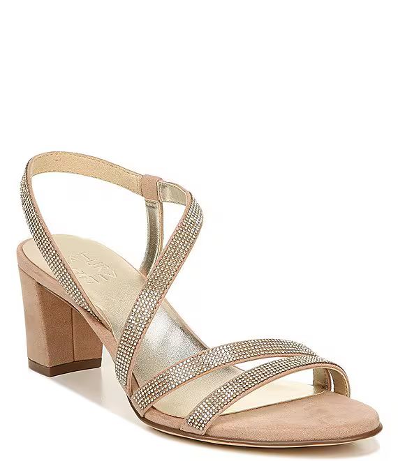 Vanessa Strappy Crystal Detail Block Heel Evening Dress Sandals | Dillard's