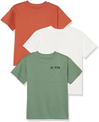Amazon Essentials Unisex Kids and Toddlers' Modern Short-Sleeve Cotton T-Shirt, Pack of 3 | Amazon (US)
