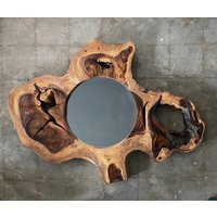 Modern Circle Live Edge Wood Mirror | One Of A Kind | Etsy (US)