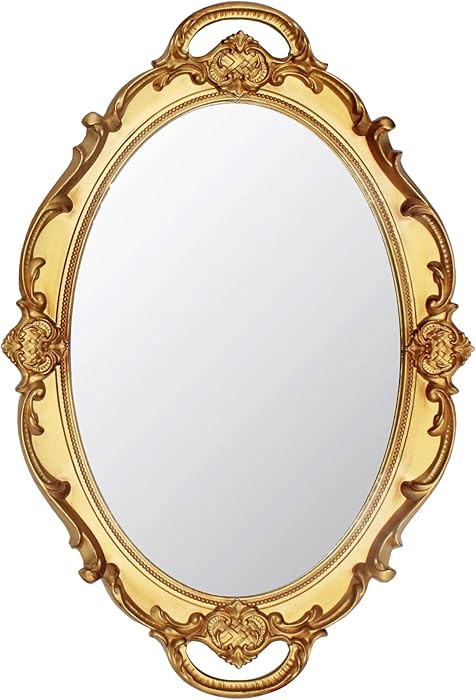 Eaoundm 14.5 x 10 inchs Smallest Oval Antique Decorative Wall Mirror Vintage Hanging Mirror (Gold... | Amazon (US)