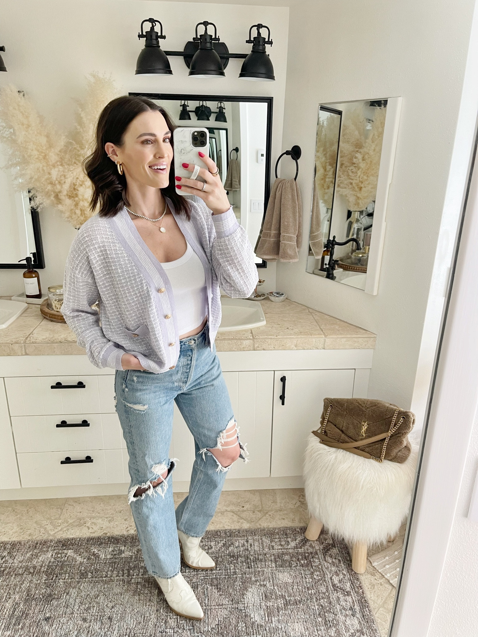 F A S H I O N \ new spring sweater paired with a classic tank and high waisted straight jeans!

Fashion 
Outfit 
Date night 

#LTKstyletip #LTKunder100