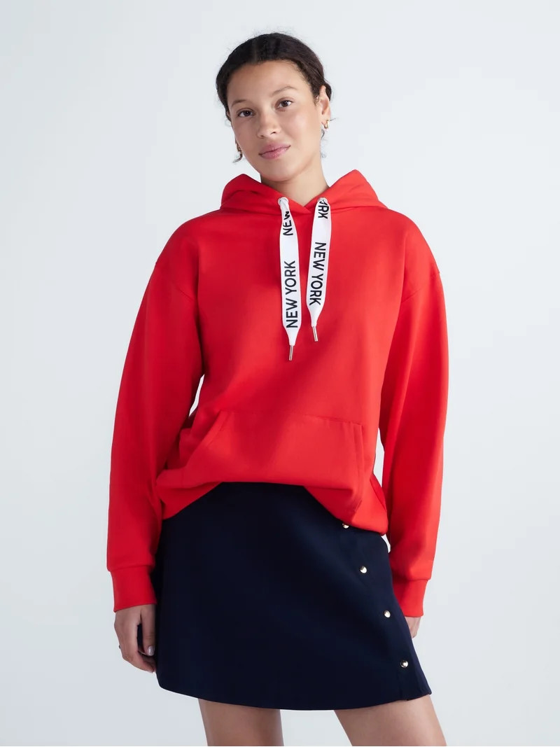 Free Assembly Women's French Terry Pullover Hoodie with Long Sleeves, Sizes XXS-XL | Walmart (US)