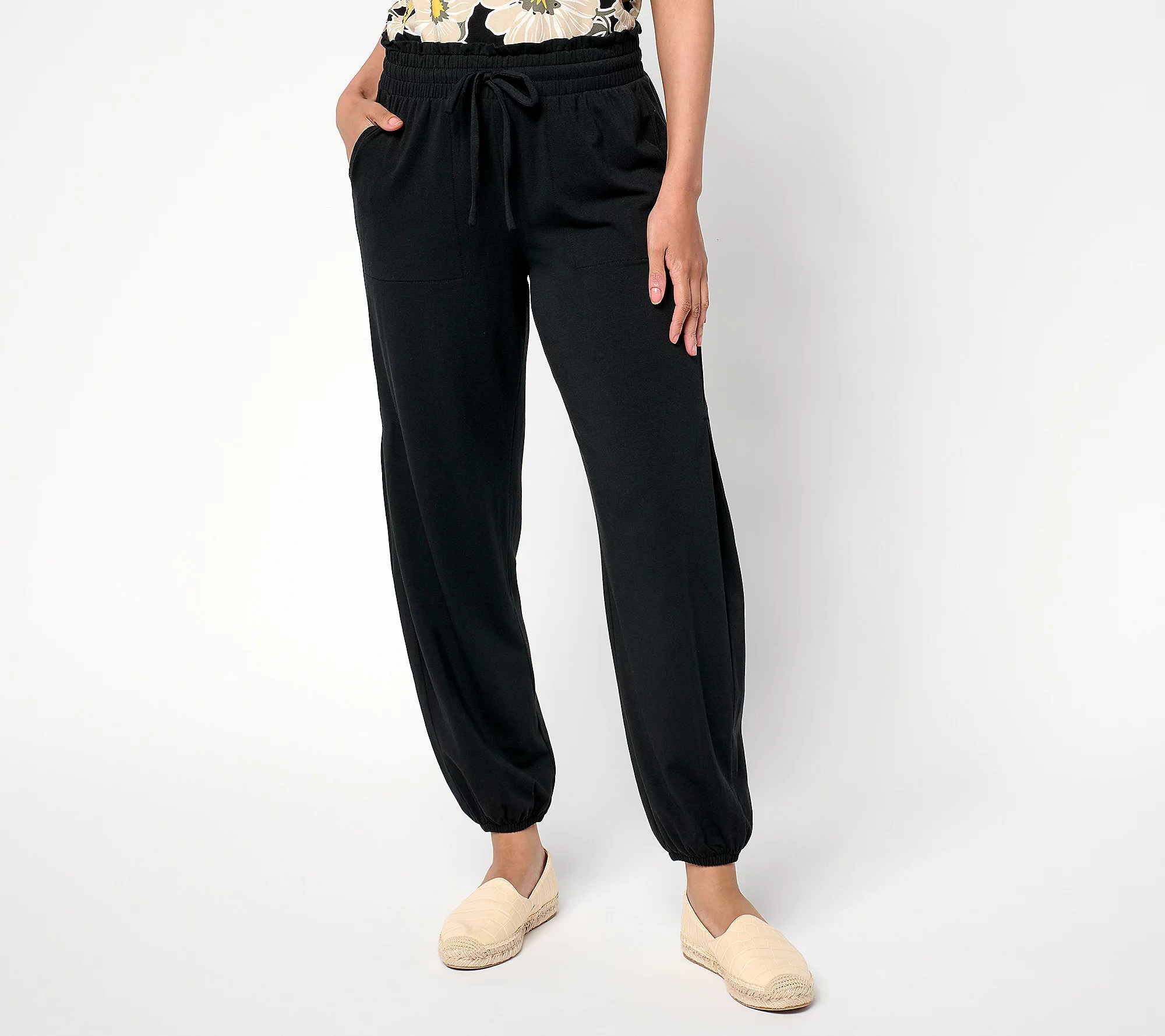 AnyBody Petite Cozy Knit Jersey Jogger with Pleated Side | QVC