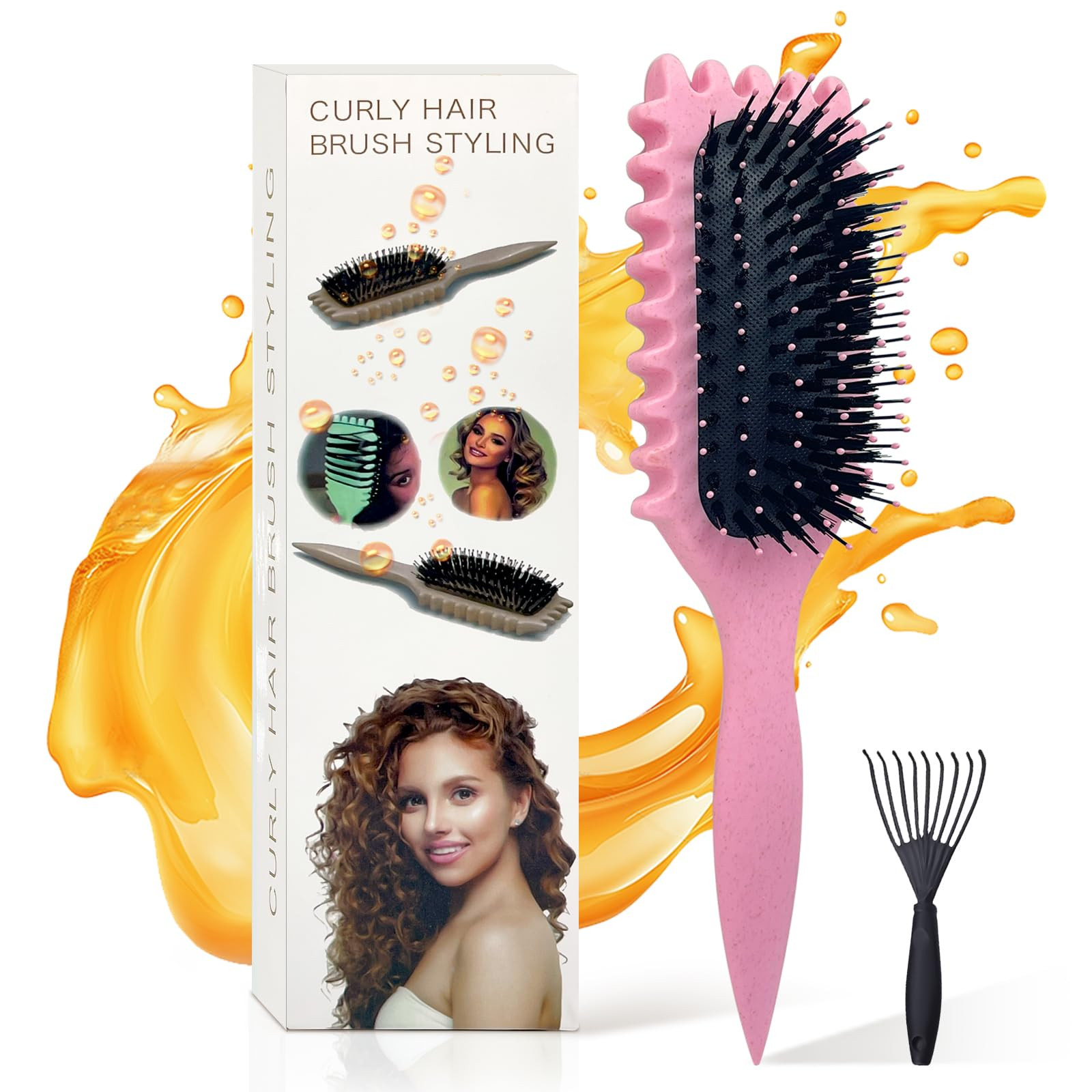 ENGHEK Curly Hair Brush, Bounce Curl Brush for Curl Hair, Curl Defining Brush for Women Men, Detangling Curl Brush Boar Bristle Hair Brush Less Pulling, Hair Separation | Amazon (UK)